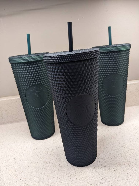 NWT STARBUCKS Studded Emerald Green Tinted Bling Plastic Cold Cup 24 Oz
