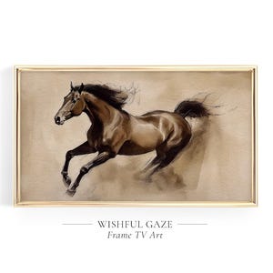 Wild Horse Painting for Samsung Frame TV, Equestrian Art (Digital Download)