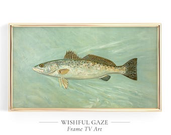 Vintage Fish Painting, Samsung Frame TV Art (Digital Download)