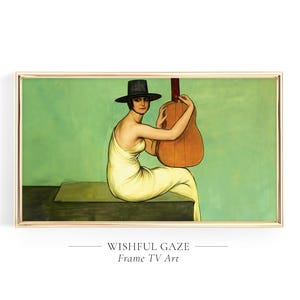 Tableau vintage guitare espagnole, oeuvre d'art éclectique colorée pour téléviseur Samsung Frame (téléchargement numérique)