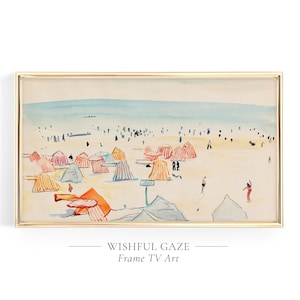 Samsung Frame TV Art Beach Painting, Frame TV Art Vintage Beach, Frame Tv Art Neutral, Frame TV Art Coastal Scene, Frame Tv Art Inspo