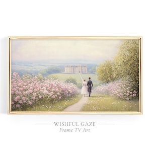 Rose Garden Artwork, Frame Tv Art Valentine&#39;s Day, Romantic Painting For The Samsung Frame Tv, Digital Frame Tv Art Love, Instant Download