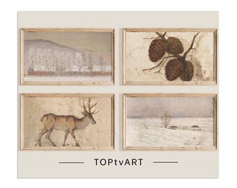 Samsung Frame TV Art Winter, Vintage Winter Paintings, Winter Landscapes, TV Art Snow, Winter Abstract, Neutral Winter Bundle, Christmas