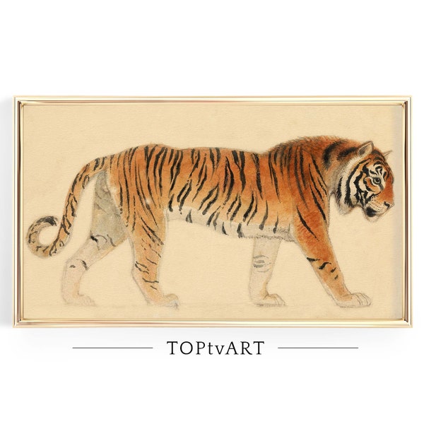 Samsung Frame TV Art Tiger, Frame TV Vintage Tiger Painting, Frame TV Art Wild Animal,  Digital Tv Art Animal, Tv Classic Art, Eclectic Art