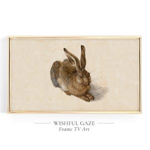 Vintage hareillustration, monoton vårskiss, Samsung Frame TV-konst (digital nedladdning)