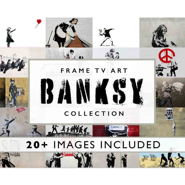 Samsung Frame TV Art Banksy, Banksy Art Collection, Samsung Frame Tv Graffiti Art, Modern Art Collection, 4K Frame Tv Art Contemporary