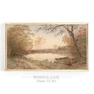 LAKE Frame TV Art Autumn Landscape, Samsung Frame Tv Vintage Fall Painting, Frame Tv Art Muted Landscape, Frame TV Art Autumn Fall Colours