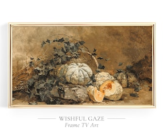 Autumn Pumpkins Still Life Painting, Vintage Thanksgiving Art for Samsung Frame TV (Digital Download)