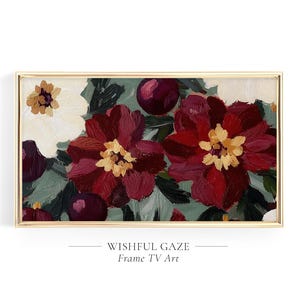 Red Floral Abstract, Christmas Samsung Frame TV Art, Christmas Frame Tv Art, Winter Frame Tv Art, Henri Matisse  Style, Unique Xmas Art