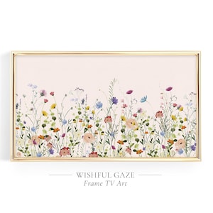 Samsung Frame TV Art Wildflowers, Frame TV Art Spring, Frame TV Art Pink, Frame Tv Art Easter, Frame Tv Flowers, Digital Floral Tv Art,