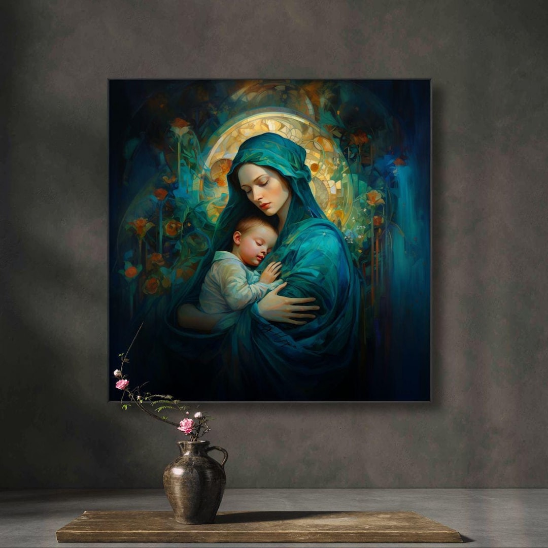 Virgin Mary and Baby Jesus, Print on Canvas Wall Art - Etsy