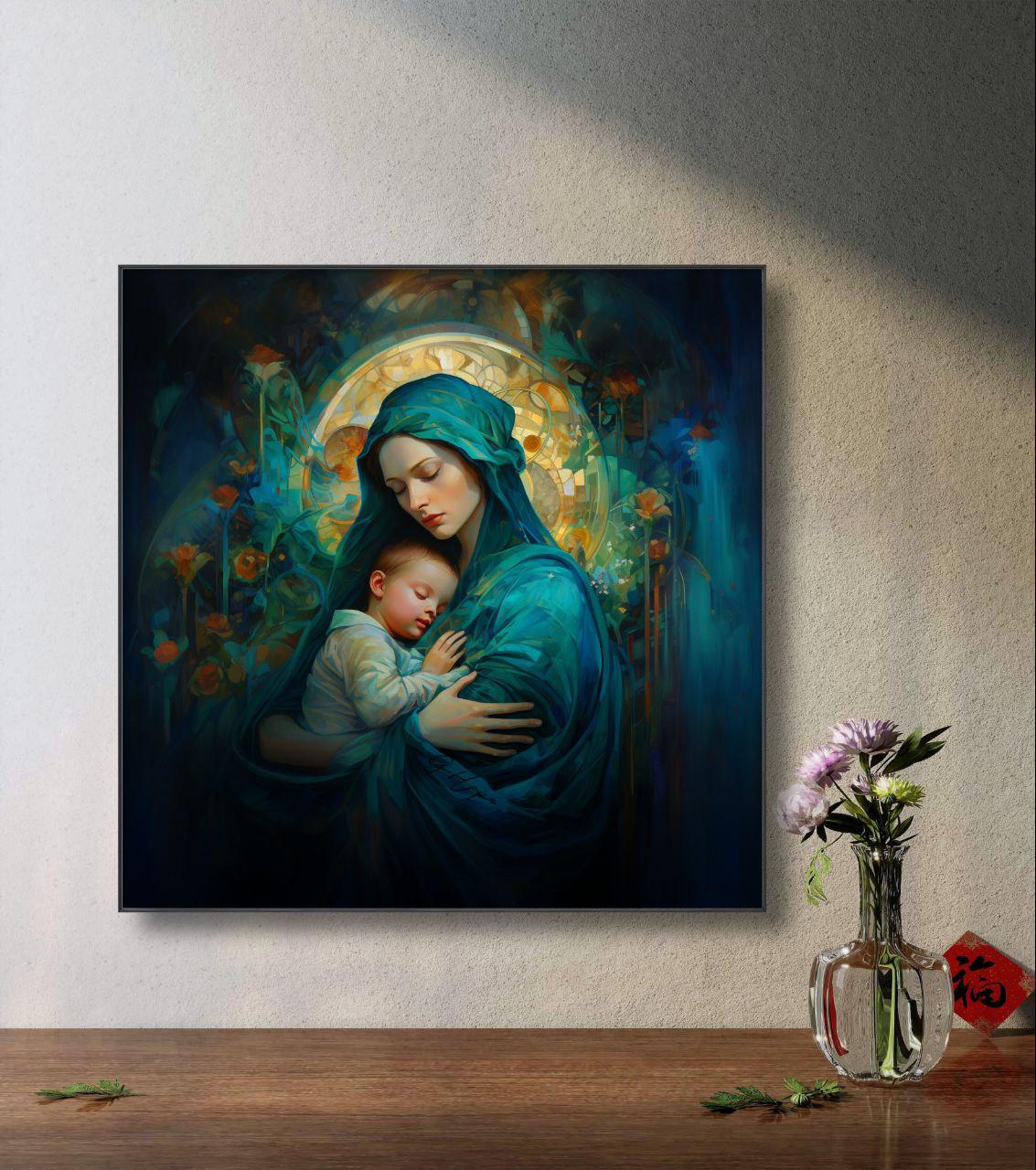 Virgin Mary and Baby Jesus, Print on Canvas Wall Art - Etsy