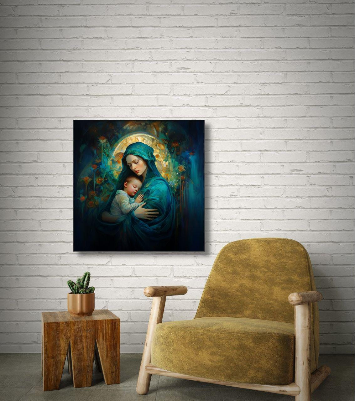 Virgin Mary and Baby Jesus, Print on Canvas Wall Art - Etsy