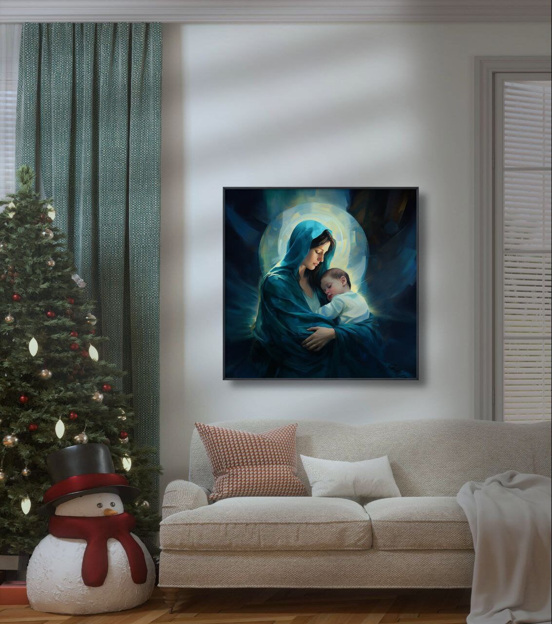 Virgin Mary and Jesus Wall Art, Virgin Mary Portrait, Canvas Print ...