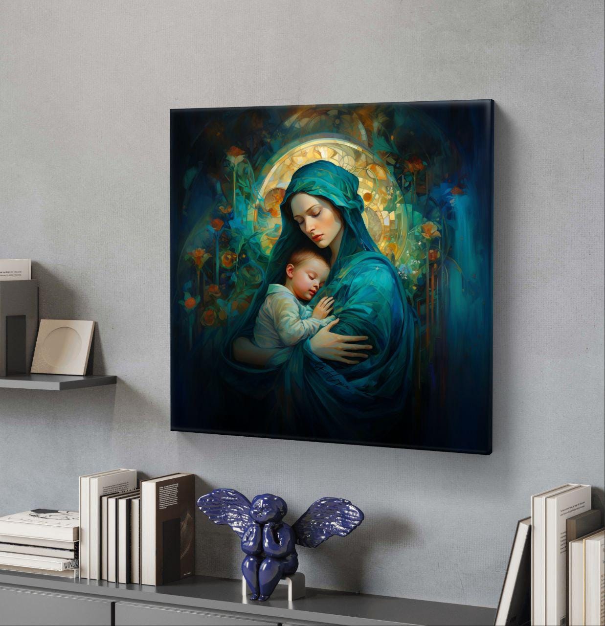 Virgin Mary and Baby Jesus, Print on Canvas Wall Art - Etsy
