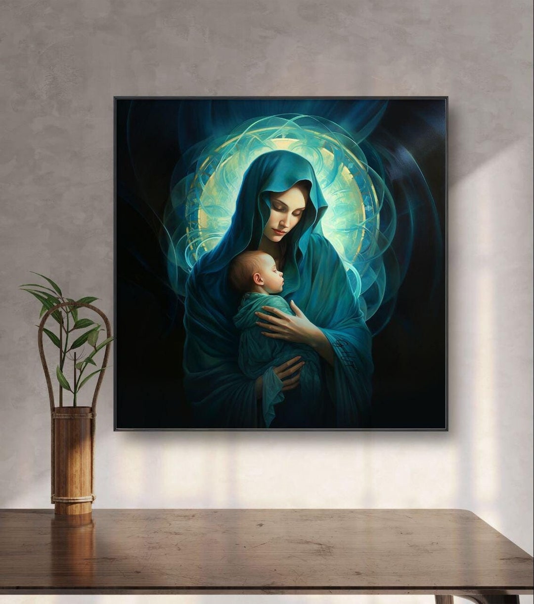 Virgin Mary and Baby Jesus, Print on Canvas Wall Art - Etsy