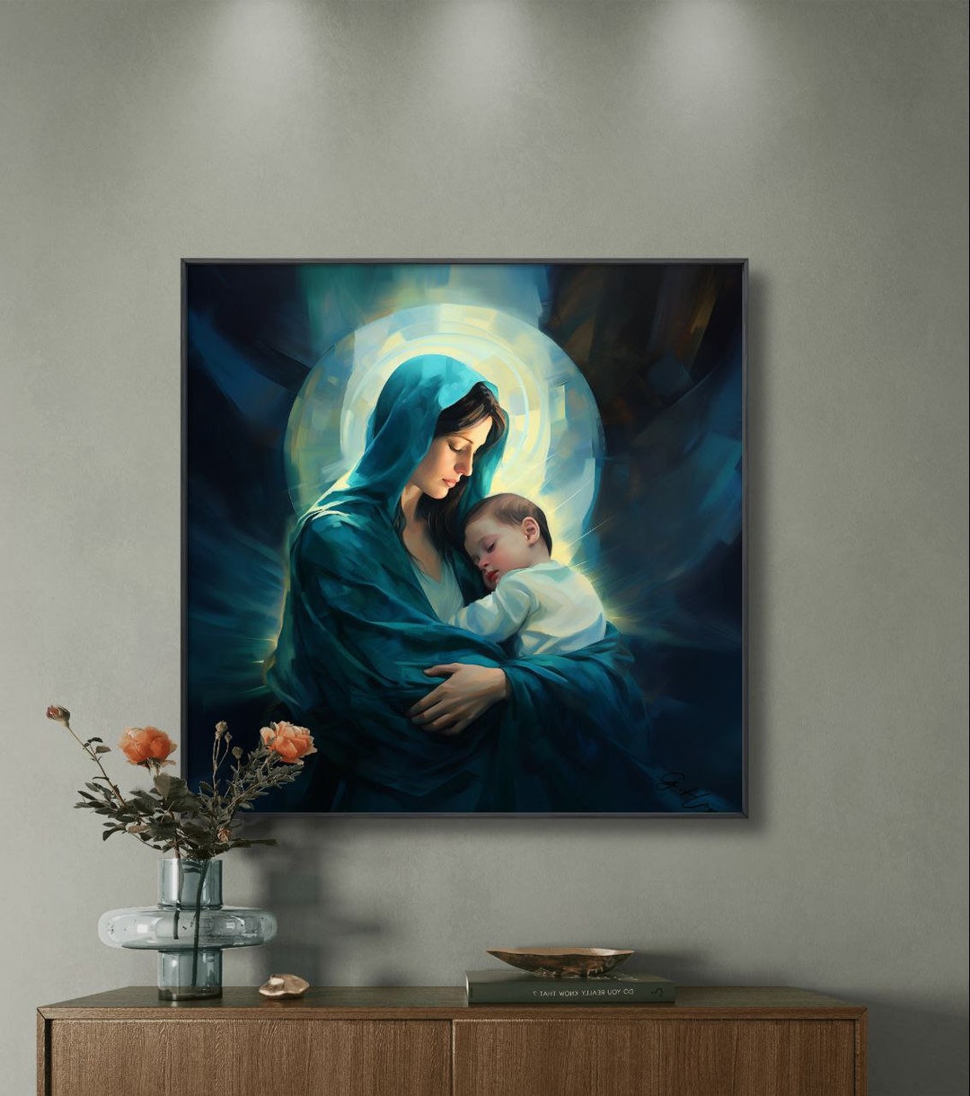 Virgin Mary and Jesus Wall Art, Virgin Mary Portrait, Canvas Print ...