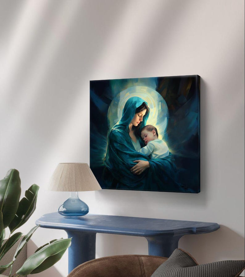 Virgin Mary and Baby Jesus, Print on Canvas Wall Art - Etsy