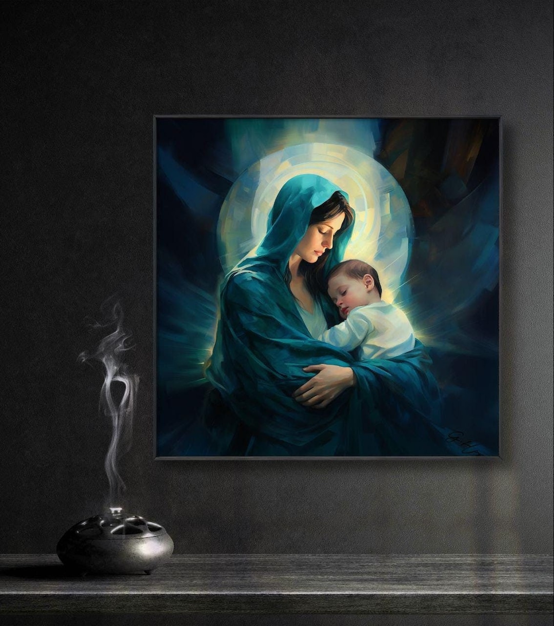 Virgin Mary and Baby Jesus, Print on Canvas Wall Art - Etsy