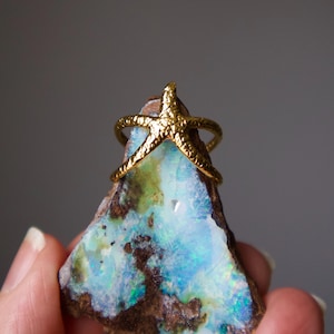 Starfish Ring Gold Ocean Jewelry Adjustable Ring