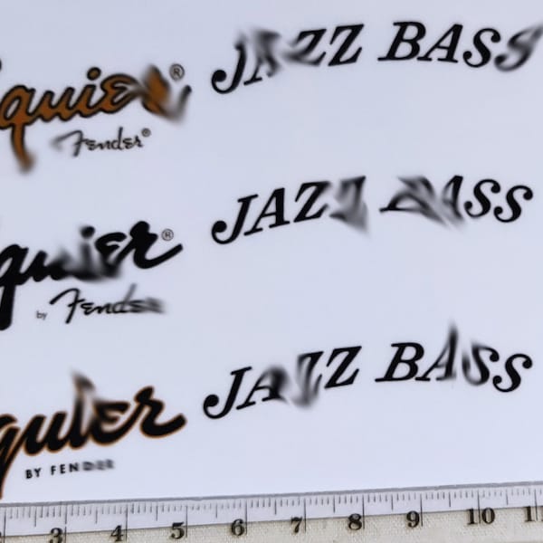 126 W Sq@ire Jazz Bass WATERSLIDE Logo Decal tri color
