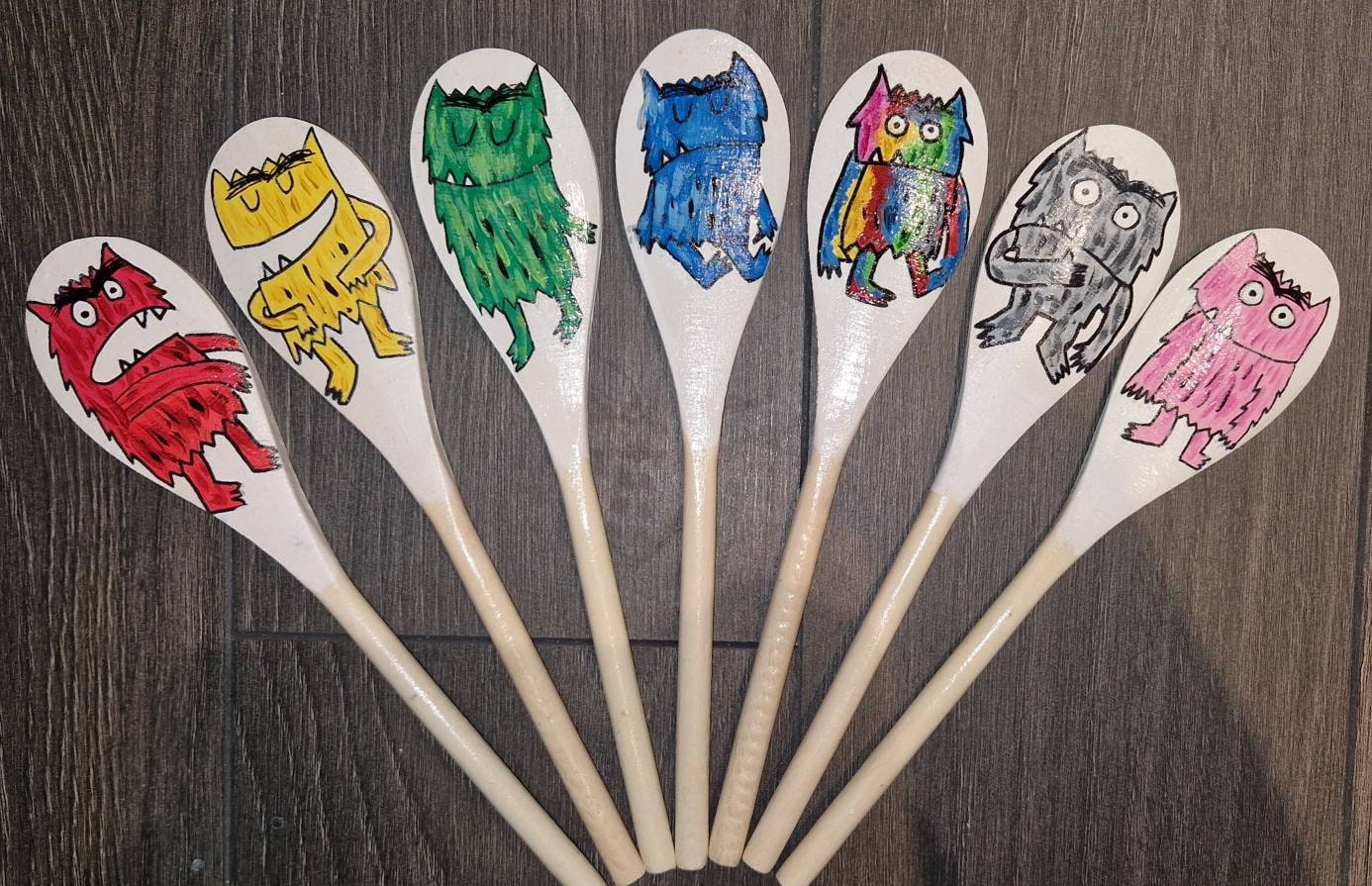 The Colour Monster Story Telling Spoons. Spoon Set or Word Cards. Word Bank. Emotions and