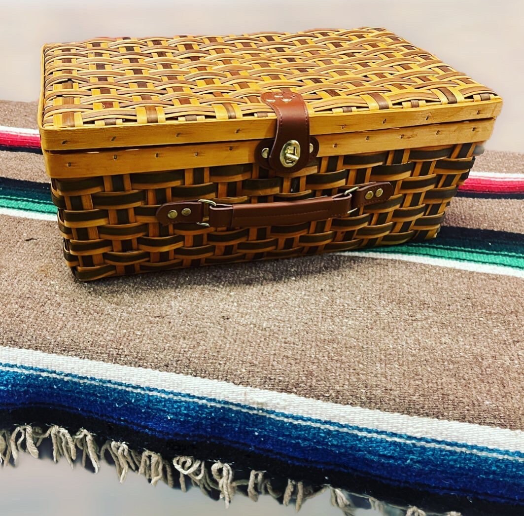 Large Vintage Picnic Basket and Blanket Etsy
