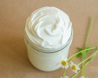 Chamomile Vanilla Natural Body Butter Cream | Vegan Cruelty-Free Zero Waste Minimalist Plant-Based Handmade Soft Moisturizer With Raw Mango