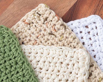 100% cotton handmade face wash cloth | woven facial towel scrubber exfoliator crochet natural eco friendly gentle bath beauty tool usa made