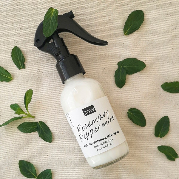Rosemary Peppermint Natural Leave In Conditioner Spray Hair Milk Mist | Marshmallow Root Handmade Plant-Based Vegan Cruelty-Free Zero Waste