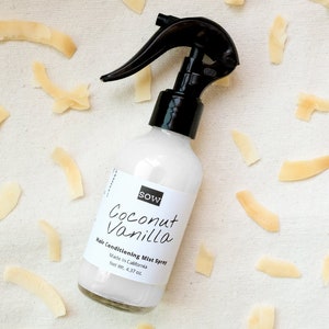 Toasted Coconut Vanilla Natural Leave In Hair Conditioner Spray | Vegan Cruelty-Free With Marshmallow Root Hair Eco-Friendly Perfume Milk