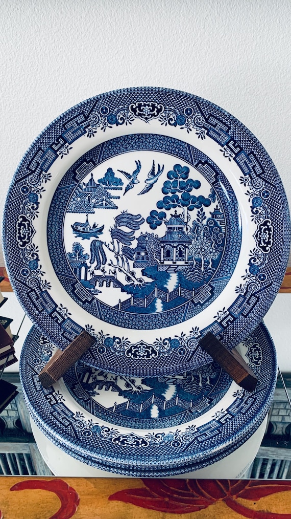 Vintage Blue and White English Willow Churchill Staffordshire Fine