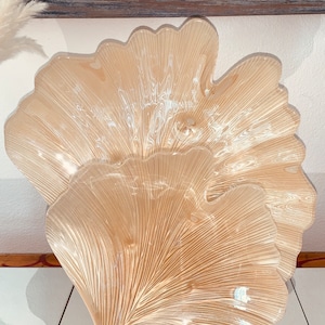 Set Of Two Art Glass Ginko Leaf Decorative Platters/ Plates - Home Decor - Decorative Decor- Catch All