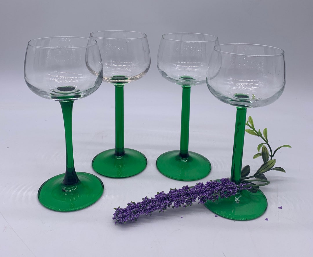 1970s Green Stemmed French Luminarc Wine Glasses/ Glassware Etsy