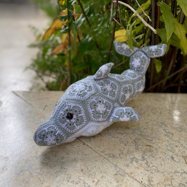 Afrikanische Blumen Delfin Häkelanleitung , Amigurumi Ozean Tier Häkelanleitung PDF Ebook , Meerestier Puppe Anleitung , Fisch Häkelanleitung