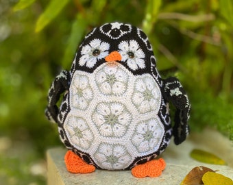 African Flower Penguin Crochet Pattern , Amigurumi Animal Crochet PDF Ebook , Penguin Doll Tutorial , Crochet Kids Toy Pattern