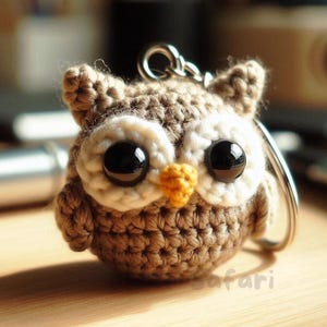 2 inch uilsleutelhanger gehaakt patroon, eenvoudig en gemakkelijk mini amigurumi dierensleutelhanger, gehaakt kindervogelkweekspeelgoedpatroon