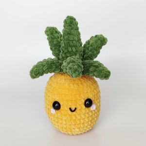 Patrón de piña a crochet de baja costura, amigurumi de fruta para principiantes, juguete infantil fácil de crochet