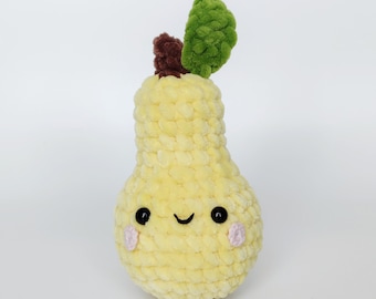 No Sew Pear Crochet Pattern Set , Simple Beginners Amigurumi Fruit, Crochet Easy Kids Nursery Toy Pattern