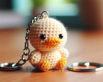 Schema all'uncinetto per portachiavi a forma di anatra da 2,5 pollici, ebook PDF in formato PDF per realizzare un mini uccellino amigurumi, schema all'uncinetto per un simpatico animaletto a forma di anatra piccola