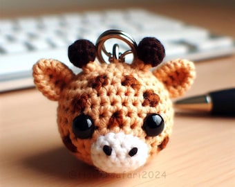 Patrón de crochet para llavero de jirafa, mini animal amigurumi sencillo para principiantes, patrón de juguete de crochet fácil para guardería infantil