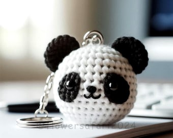 everyone rubber keychain黒・白　キーホルダー Panda Keychain Crochet Pattern, Simple Beginners Mini Amigurumi