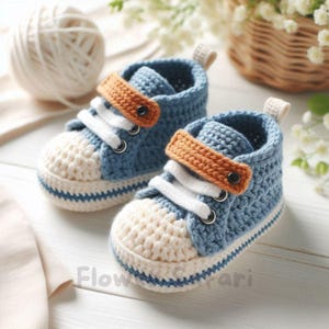 Crochet Baby Shoes Sneakers Beginners Pattern PDF, Simple 4 Sizes Baby Girl Boy Booties, Crochet Booties For Newborns Mother DIY Baby Shower