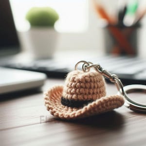 1-Zoll-Cowboyhut-Schlüsselbund-Häkelmuster, einfache Anfänger Mini Amigurumi Cowgirl-Hut, häkeln einfach Kinderverzierung-Spielzeug-Muster
