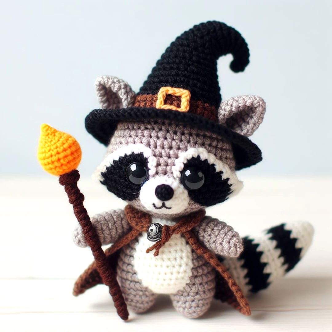 Raccoon Wizard Crochet Pattern , Amigurumi Mini Magical Animal Crochet ...