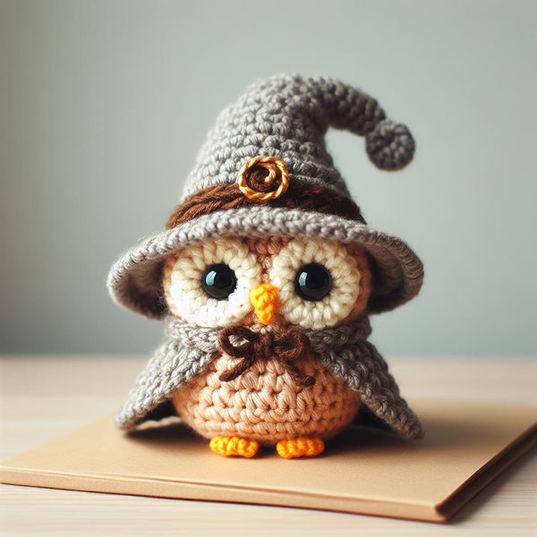 Magical Owl Crochet Pattern , Amigurumi Mini Bird Crochet PDF Ebook , Animal Crochet Wizard Pattern