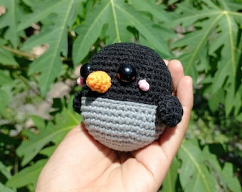 Low Sew Mini Bird Crochet Pattern , Amigurumi Small Cute Baby Raven Crochet PDF, Bird Beginners Tiny Crochet Kids Plush Toy Pattern