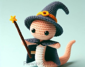 Crochet Snake Wizard Amigurumi Pattern, Fantasy Forest Animal Sorcerer (PDF)