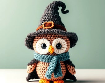 Magical Owl Wizard Crochet Pattern , Amigurumi Fantasy Animal Crochet PDF Ebook , Crochet Sorcerer Owl Pattern