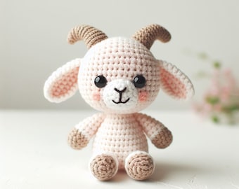 Goat Crochet Pattern , Amigurumi Farm Animal Crochet PDF Ebook , Beginners Crochet Kids Toy Pattern